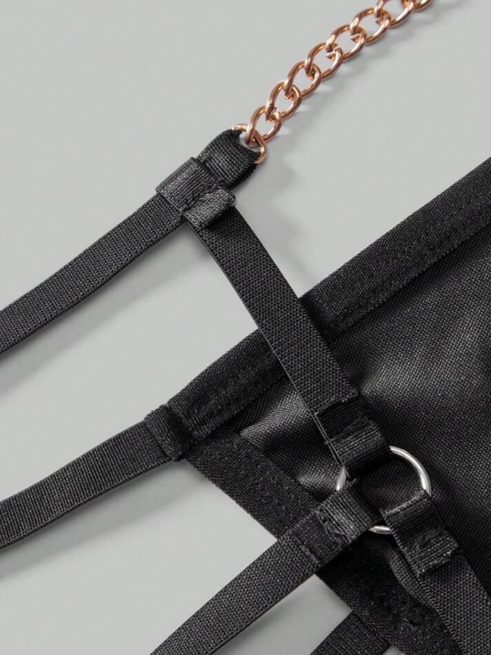 Men's Solid Color Hollow Design Chain Connected Sexy Briefs Underwear